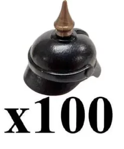Deals 🔥 BrickArms Lot of 100 Pickelhaube Helmet with Spike 2.5-Inch [Black] 🔔